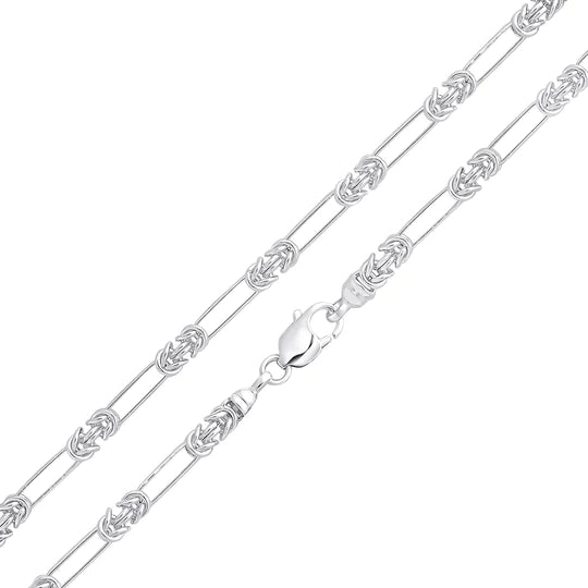 Silver Handmade 5mm Long Oval Byzantine Chain