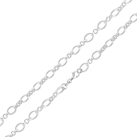 Silver Handmade 7.5mm Textured Oval Chain