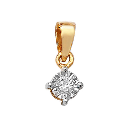 9ct Yellow Gold Solitaire Diamond Pendant