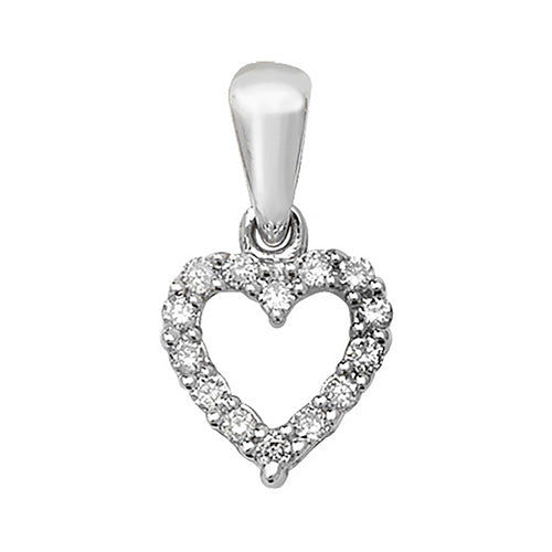 9ct White Gold Diamond Heart Pendant