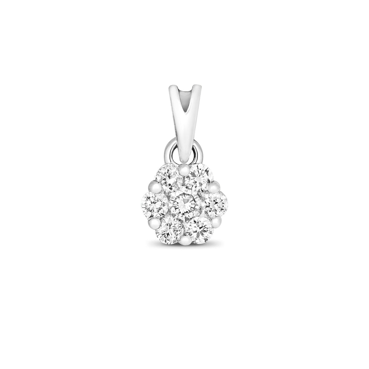9ct White Gold Diamond Cluster Pendant