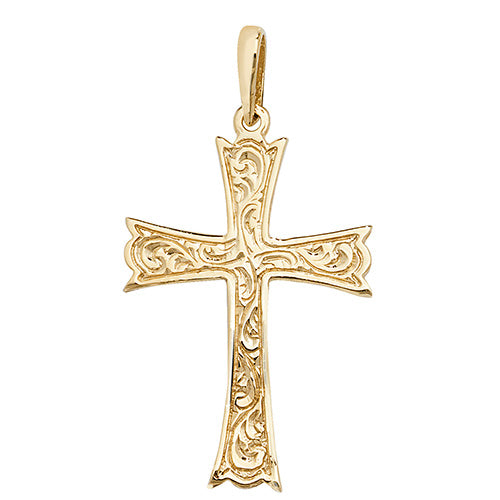 9ct Yellow Gold Patterned Cross