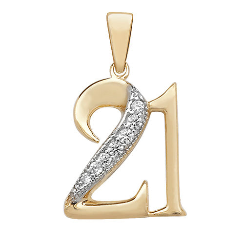 9ct Yellow Gold 21st Pendant