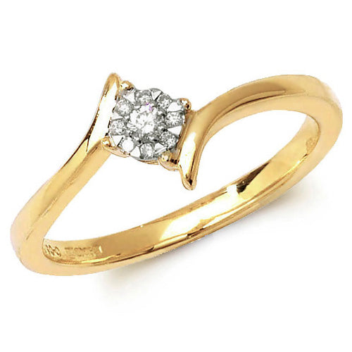 9ct Yellow Gold Diamond Cluster Ring