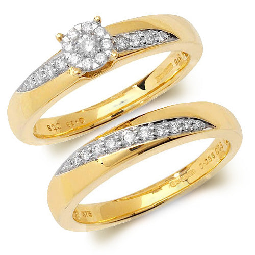 9ct Yellow Gold Diamond Bridal Set