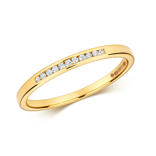 9CT YELLOW GOLD CHANNEL SET DIAMOND RING
