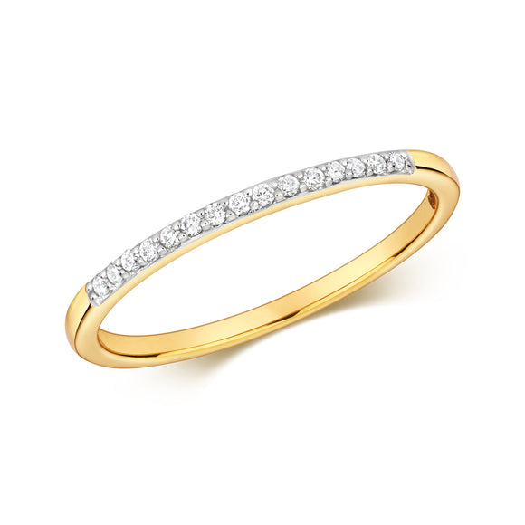 9ct Yellow Gold Grain Set Diamond Ring