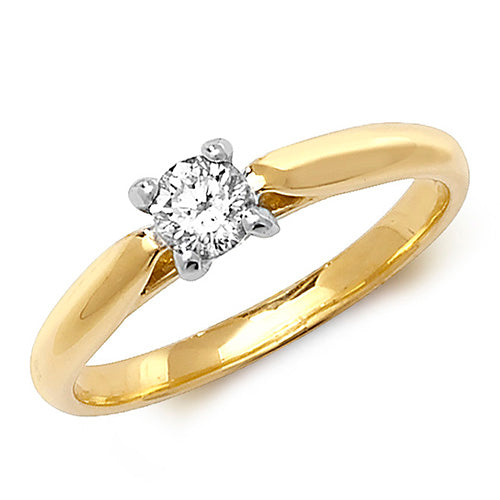 18ct Yellow Gold Diamond Solitaire 4 Claw Ring