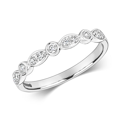 18ct White Gold Rubover Diamond Ring