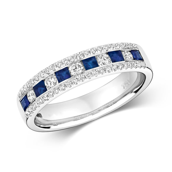 18ct White Gold Sapphire & Diamond Eternity Style Ring