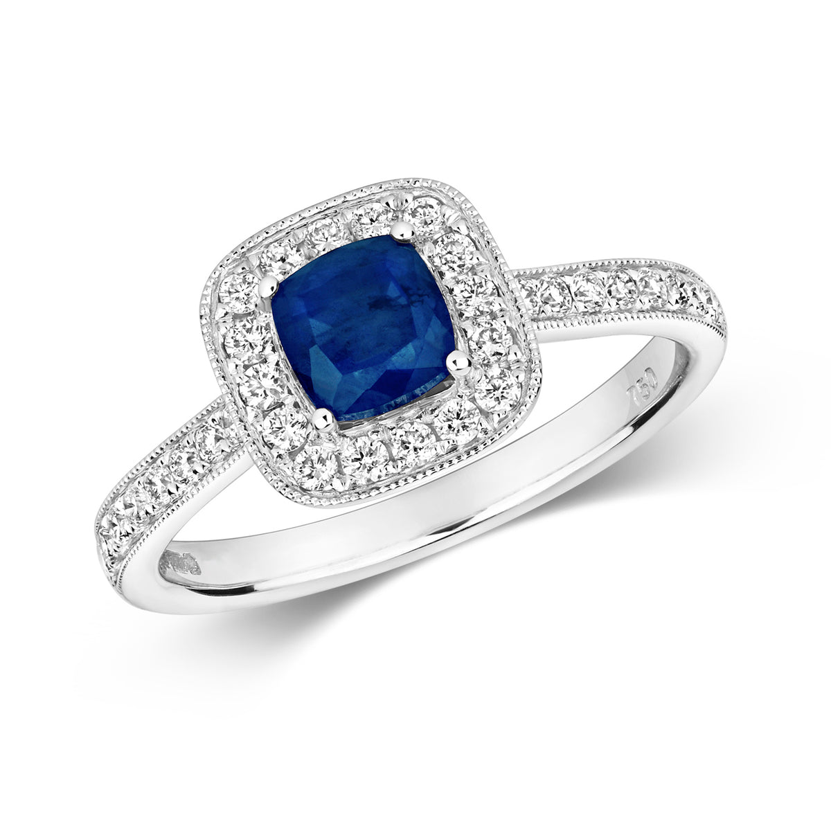 18ct White Gold Diamond & Sapphire Cluster Ring