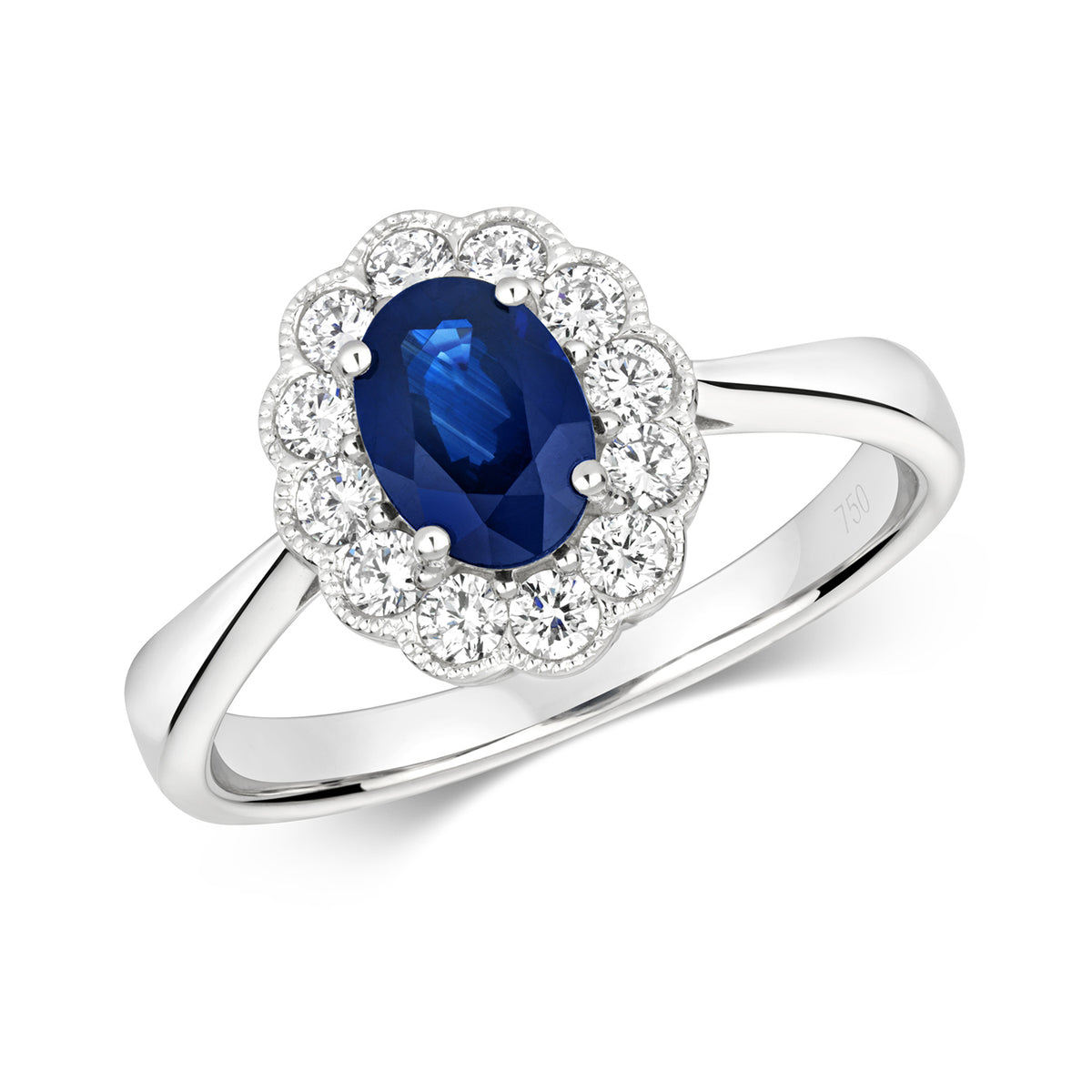 18ct White Gold Sapphire & Diamond Cluster Ring