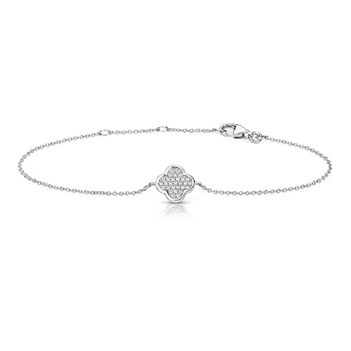 Sterling Silver Pave Set Clover Shape CZ Bracelet