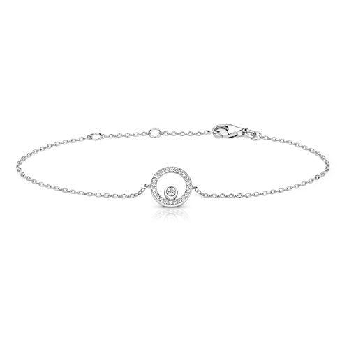 Sterling Silver CZ Halo With Single Bubble Bracelet