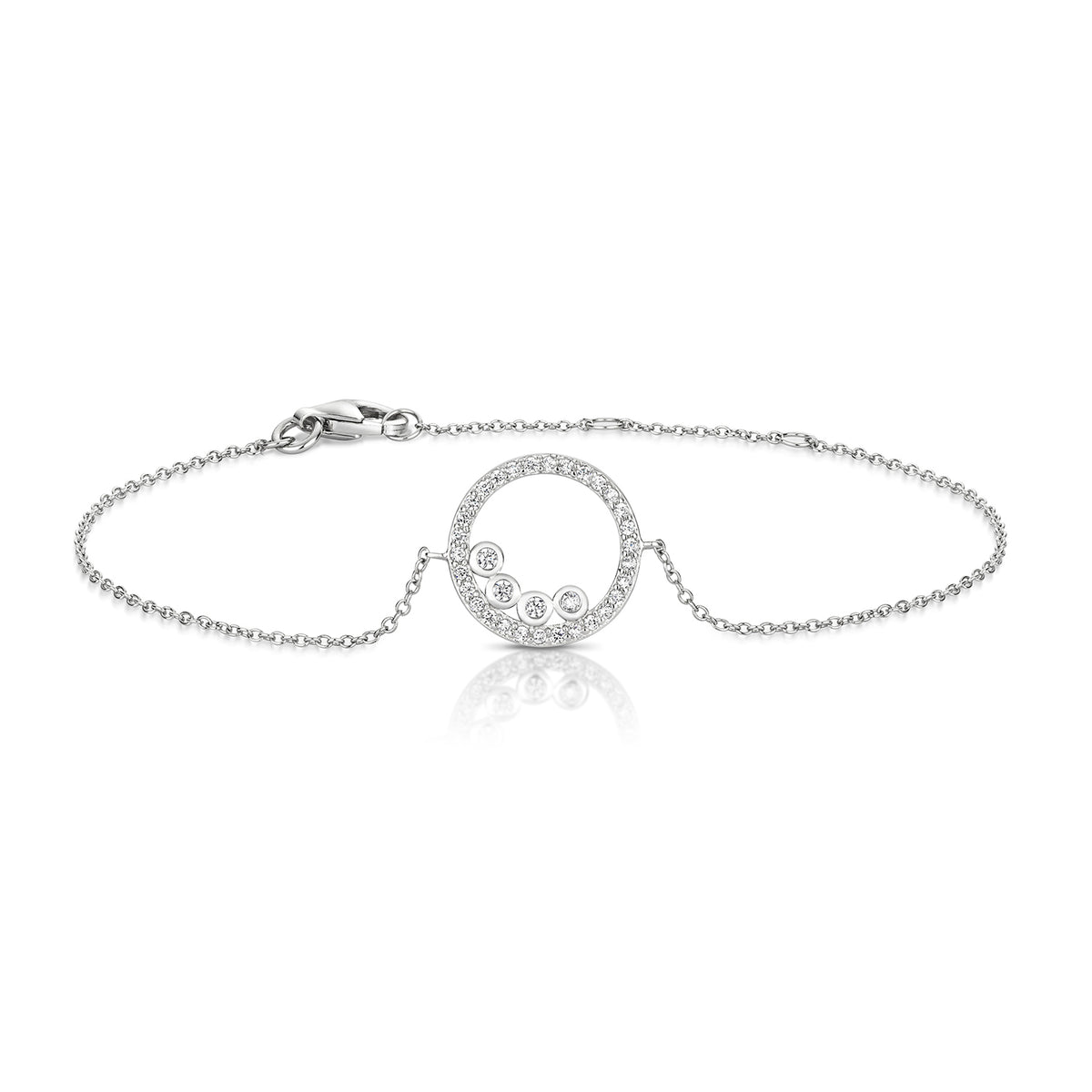 Sterling Silver CZ Bubbles Within Round Halo CZ Bracelet