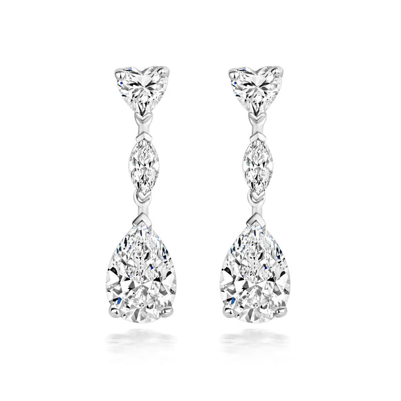 Sterling Silver Marquise & Large Pear CZ Drop Earrings