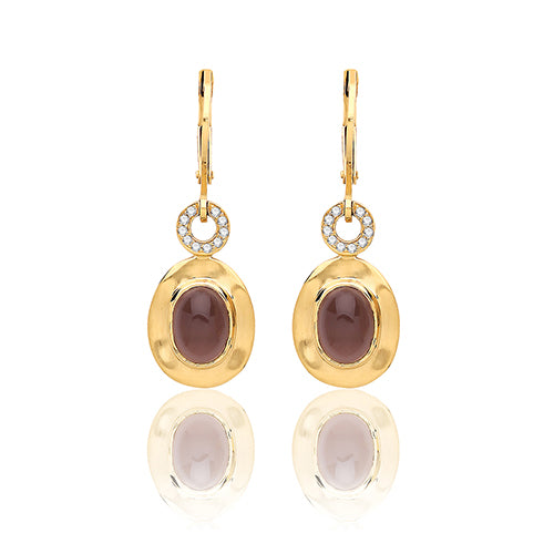 Sterling Silver Smoky Quartz & CZ Drop earrings