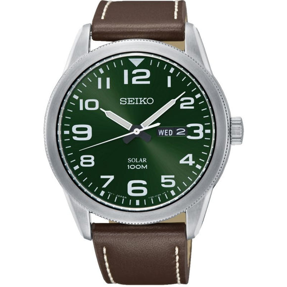 Seiko Gents Brown Leather Strap Watch Watch