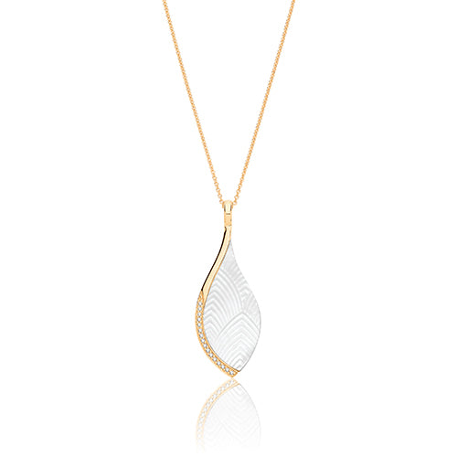 Sterling Silver Mother of Pearl & CZ Pendant & Chain