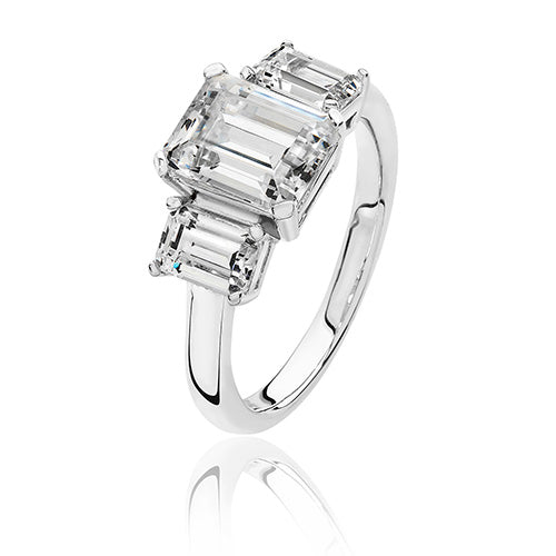 Sterling Silver 3 Stone CZ Ring
