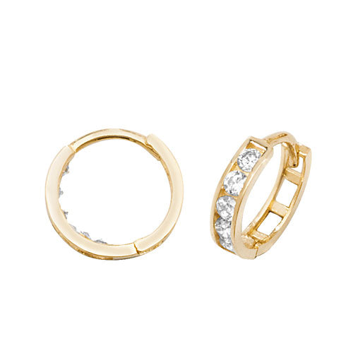 9ct Yellow Gold Hinged CZ Earrings