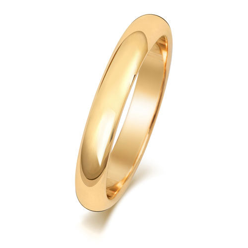 18ct Yellow Gold 3mm  D Shaped Wedding Ring