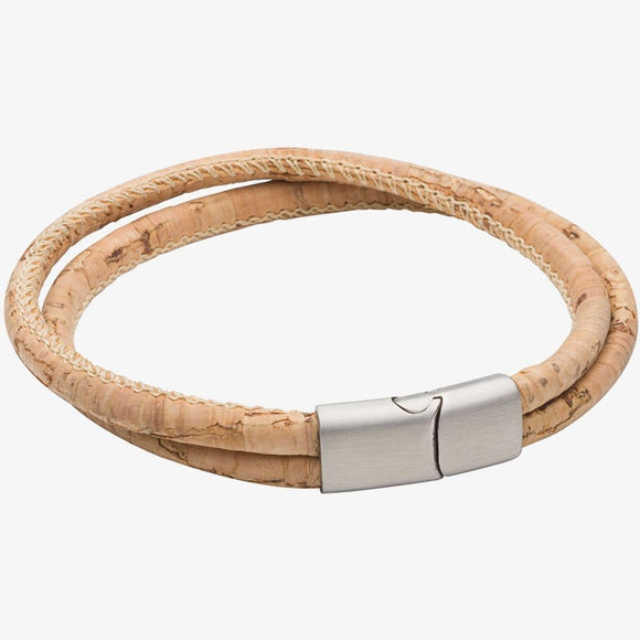 Fred Bennett Cork Double Row Bracelet with Stainless Steel Clasp