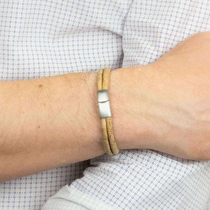 Fred Bennett Cork Double Row Bracelet with Stainless Steel Clasp