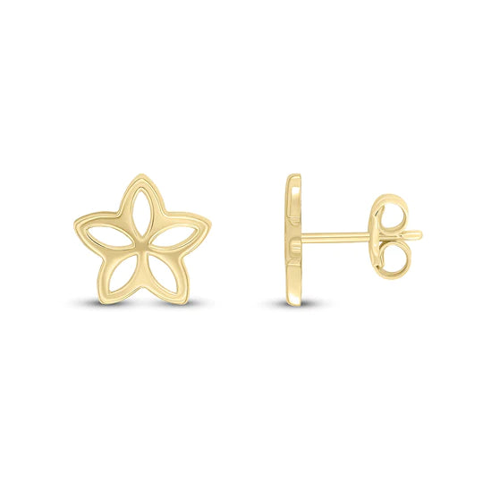 9CT Yellow Gold Polished Star/ Flower Stud Earrings 9mm