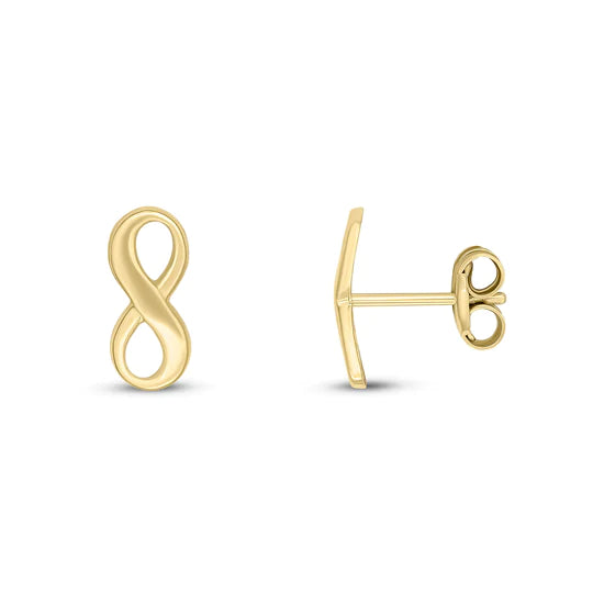 9CT Yellow Gold Polished Infinity Stud Earrings 10.5 x 4.5mm