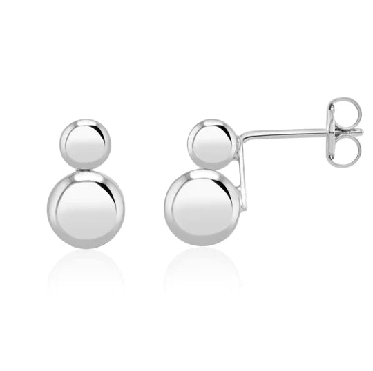 9CT White Gold Double Ball Stud Earrings 10mm