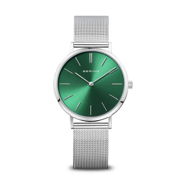 Bering | Polished Silver | Green Dial