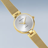 Bering Ladies Gold Plate Mesh Bracelet Watch