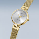 Bering Ladies Gold Plate Mesh Bracelet Watch