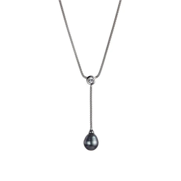 Jersey Pearl Tahitian Pearl Silver Rope Necklace