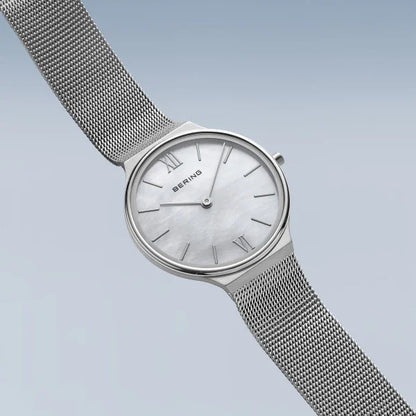 Bering Ultra Slim | polished/brushed silver | Mesh Bracelet
