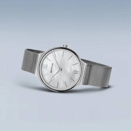 Bering Ultra Slim | polished/brushed silver | Mesh Bracelet