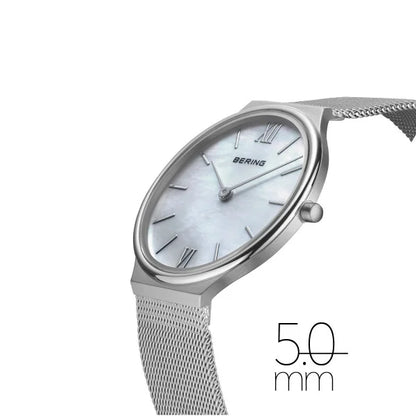 Bering Ultra Slim | polished/brushed silver | Mesh Bracelet
