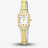 Lorus Ladies Expander Two Tone White Dial Square Watch