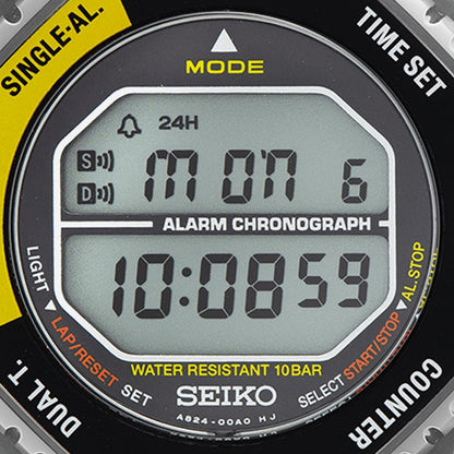 Seiko Digital Watch in Black & Yellow
