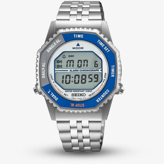 Seiko Digital Watch in Blue & Silvertone