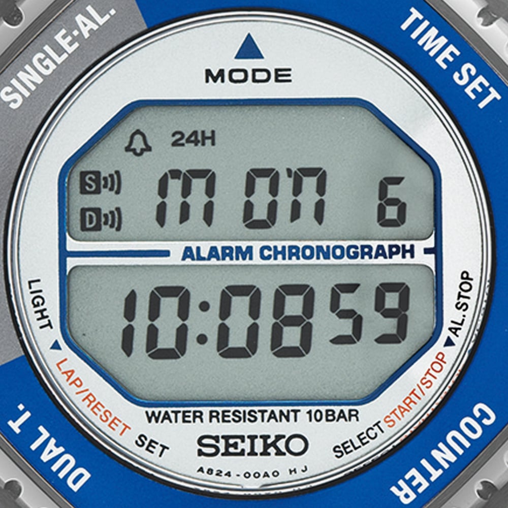Seiko Digital Watch in Blue & Silvertone