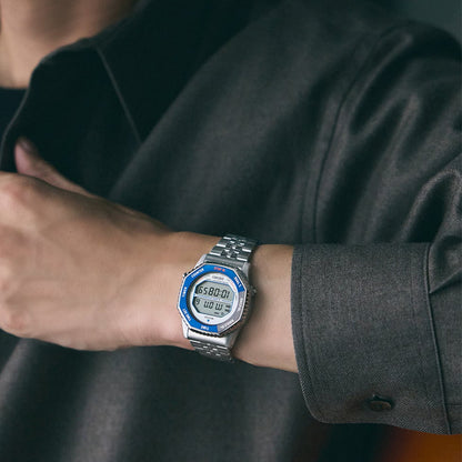 Seiko Digital Watch in Blue & Silvertone