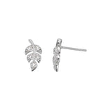 Dew Pavé Leaf CZ Stud Earrings