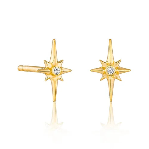 Lustre & Love Star Stud Earrings in Gold Vermeil