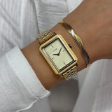 Fluette Watch Steel, Sand Texture Full Gold Colour