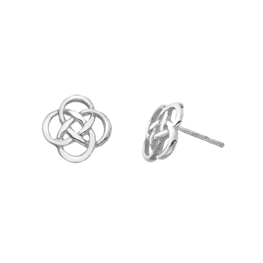 Dew Silver Celtic Knot Stud Earrings