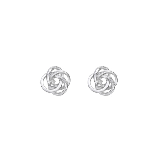 Dew Silver Spiral Knot Stud Earrings