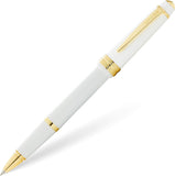 Bailey Light Polished White Resin and Gold Tone Rollerball Pen