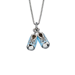 D for Diamond Blue Bootie Pendant and Chain